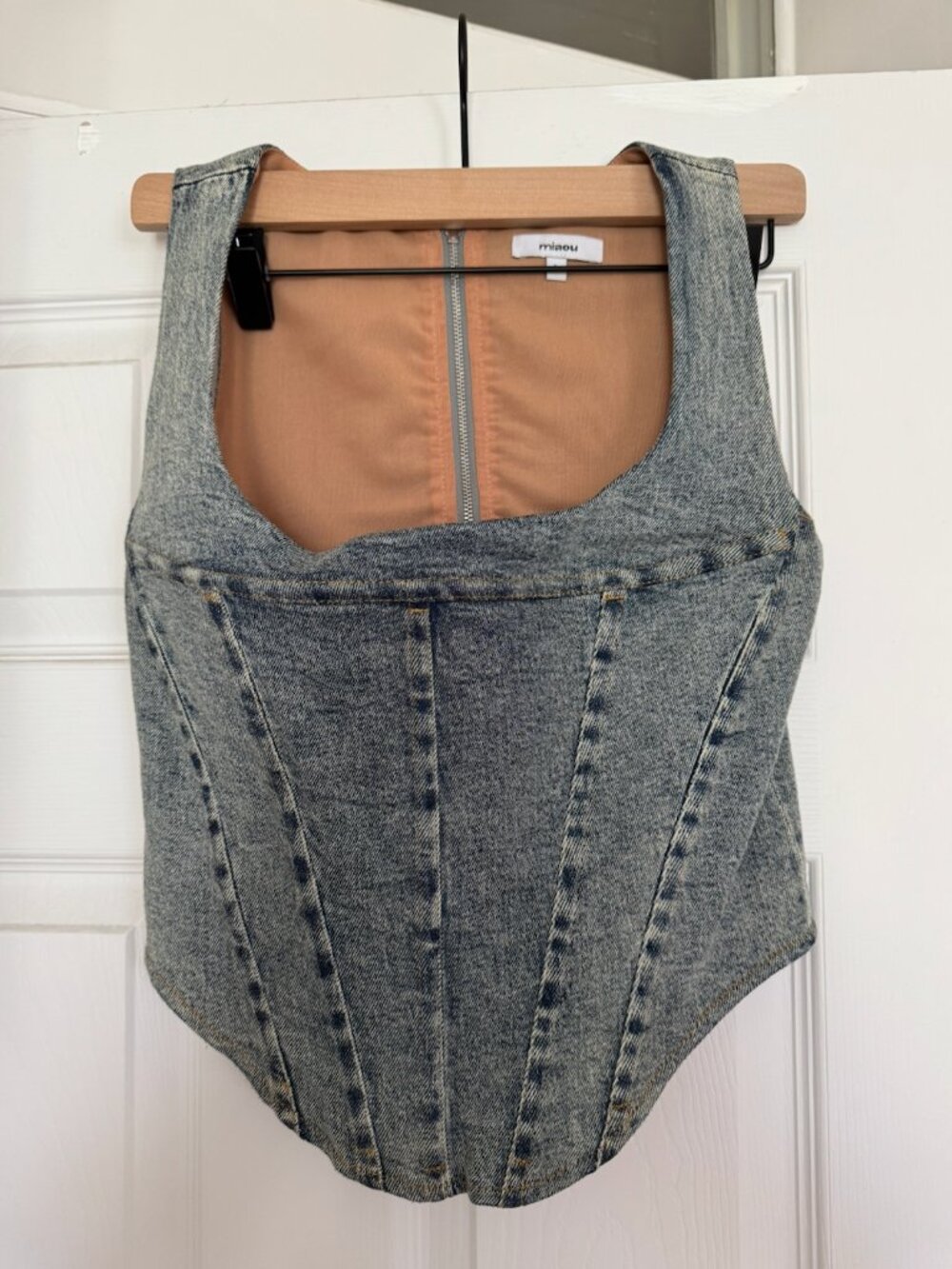 Miaou campbell panelled cotton-blend corset top